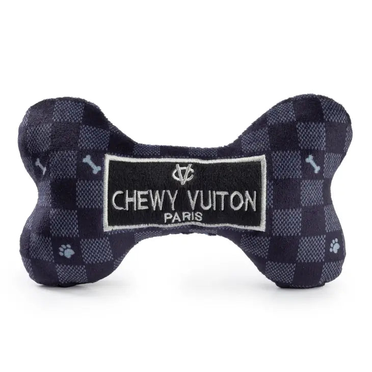 Haute Diggity Dog Black Monogram Chewy Vuiton Bone Squeaker Dog