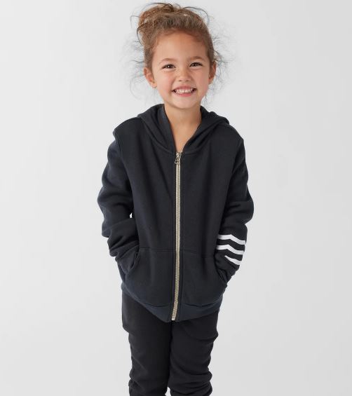 Girls black zip online hoody