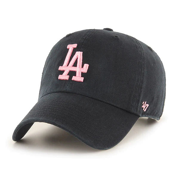 47 Los Angeles Dodgers Clean Up Dad Hat Baseball Cap - Black/Pink