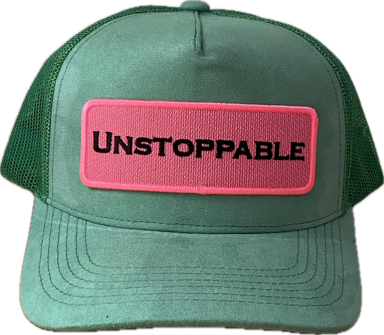 GREEN / PINK SUEDE UNSTOPPABLE TRUCKER HAT