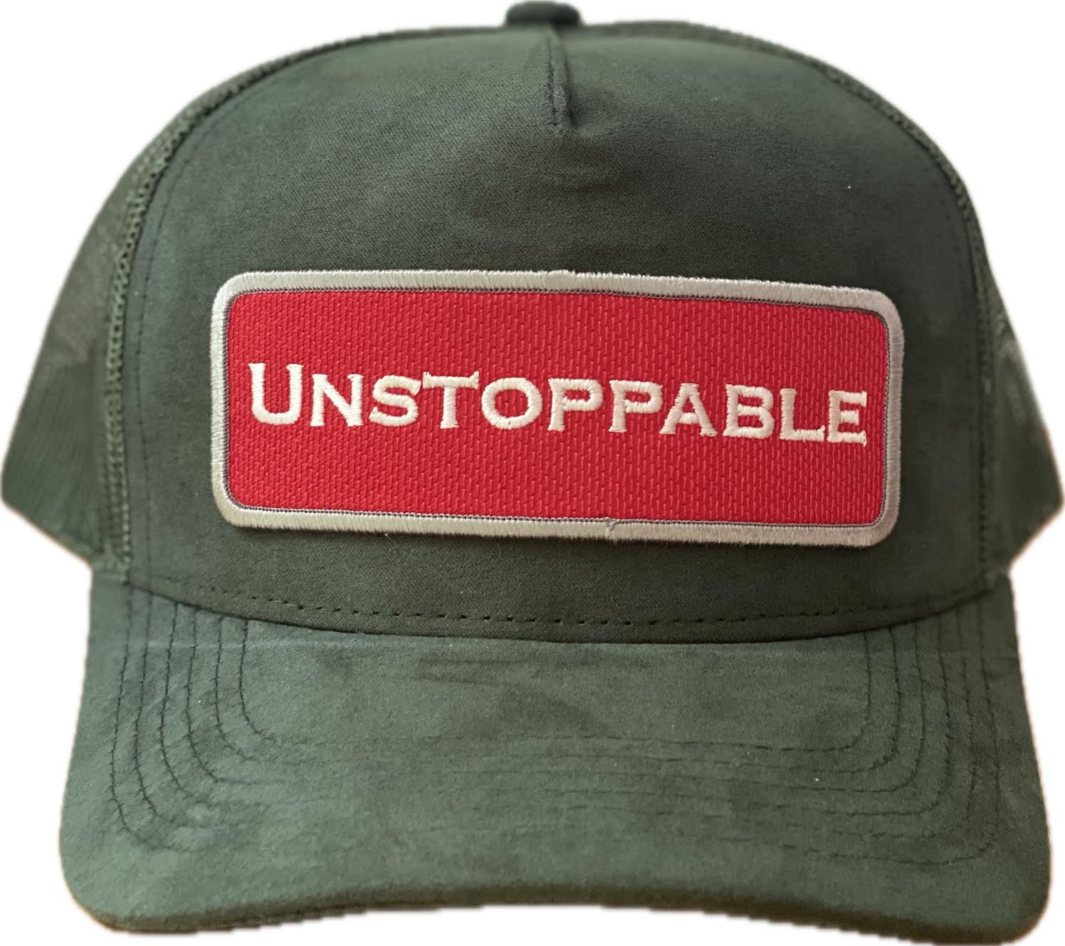 GREEN / RED SUEDE UNSTOPPABLE TRUCKER HAT