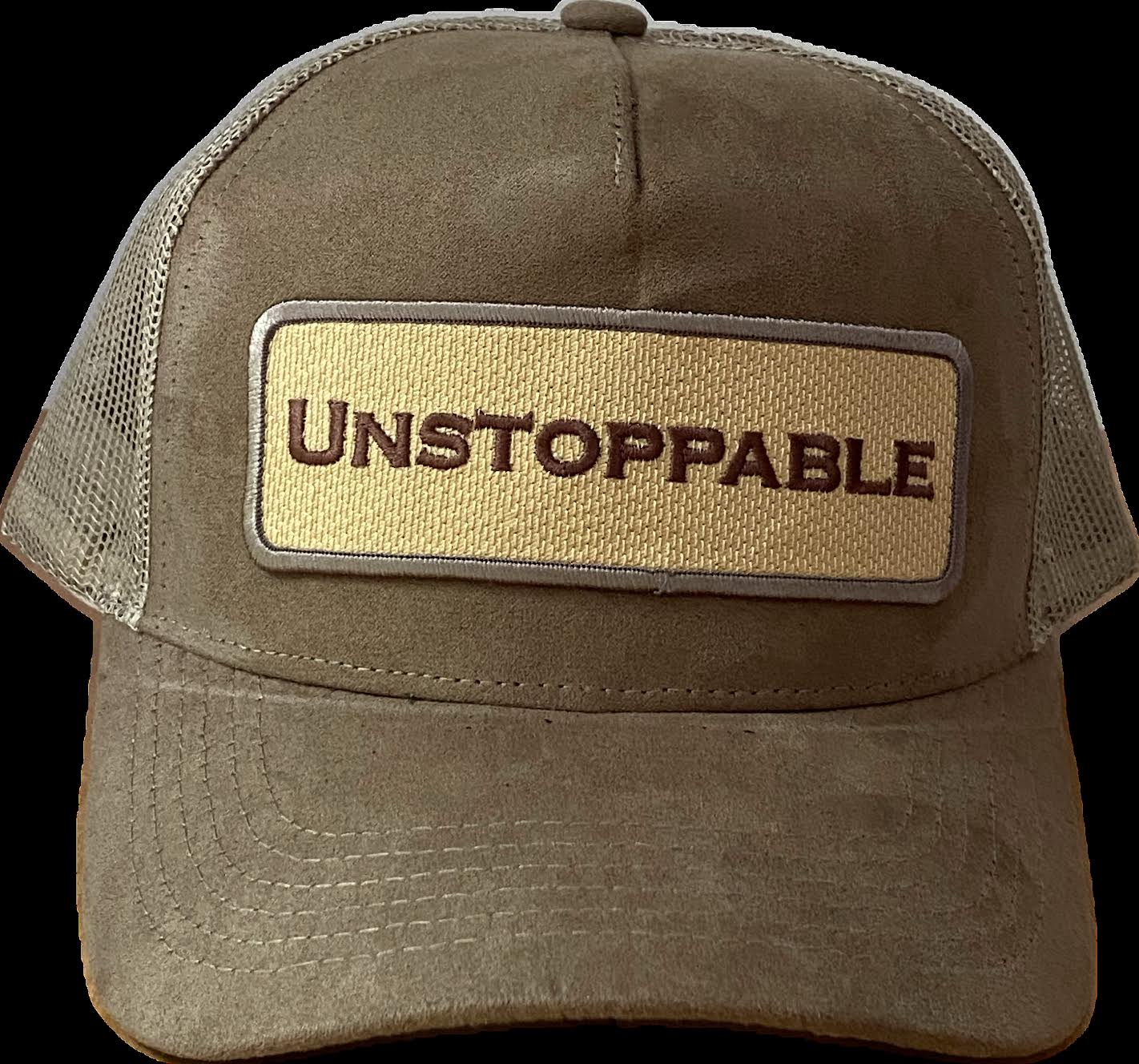 TAN SUEDE UNSTOPPABLE TRUCKER HAT