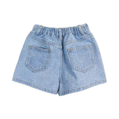 HEART PATTERN DENIM SHORTS