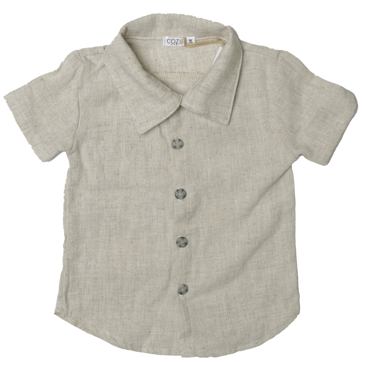 BOYS NATURAL SHORT SLEEVE BUTTON SHIRT