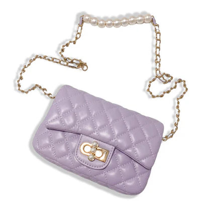 PURPLE PEARL CLOSURE QUILTED PURSE