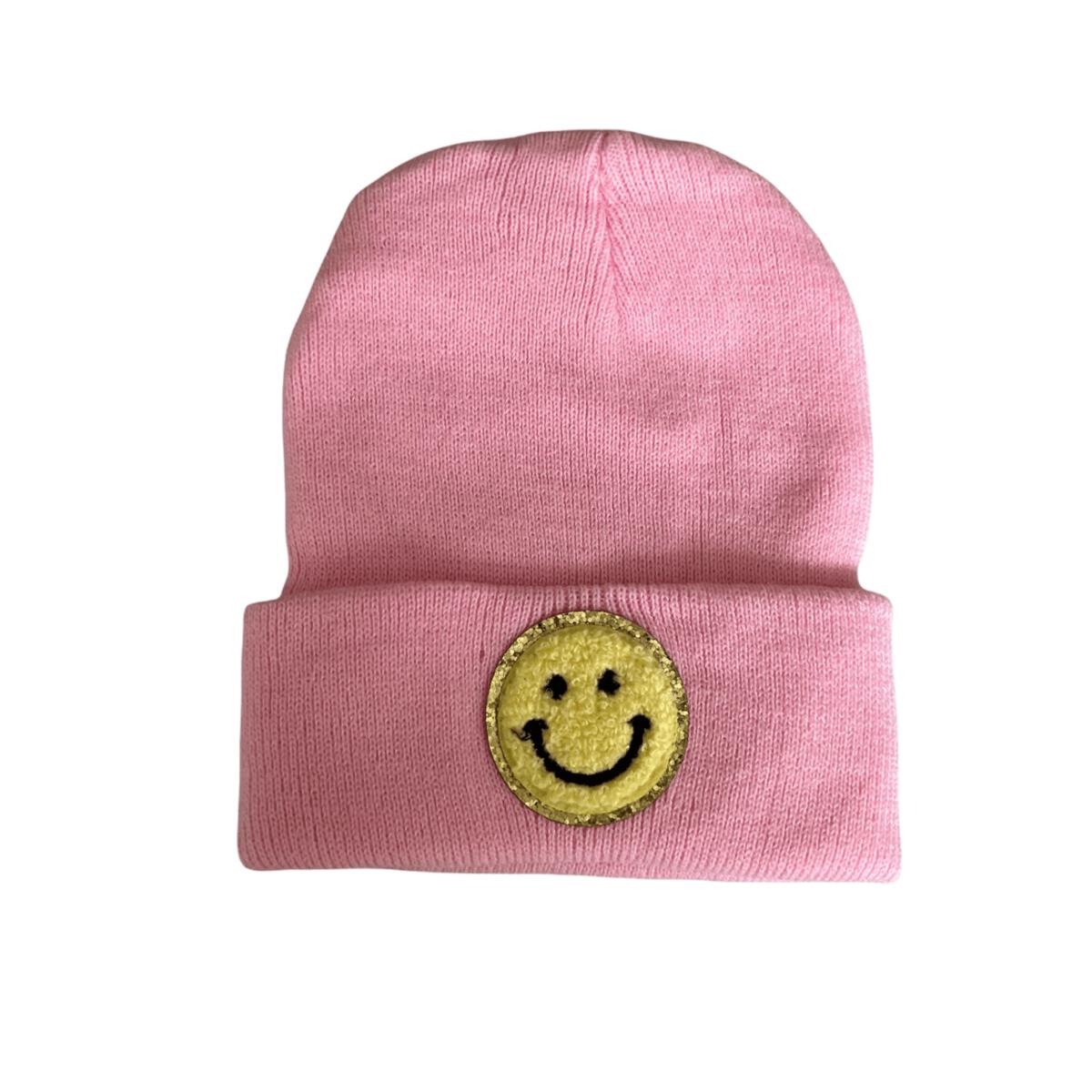 LIGHT PINK SMILEY BEANIE