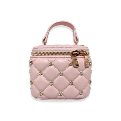 LIGHT PINK EMBELLISHED VANITY QUILTED PURSE