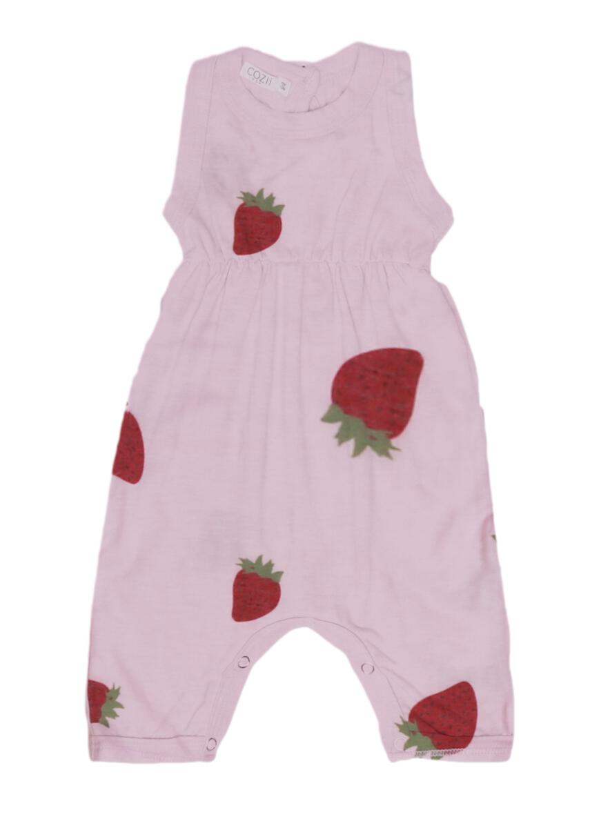 GIRLS PINK STRAWBERRY ROMPER