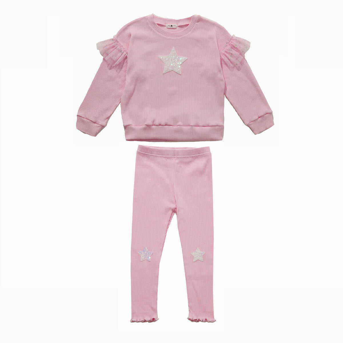 GIRLS PINK STAR SWEATSHIRT SET