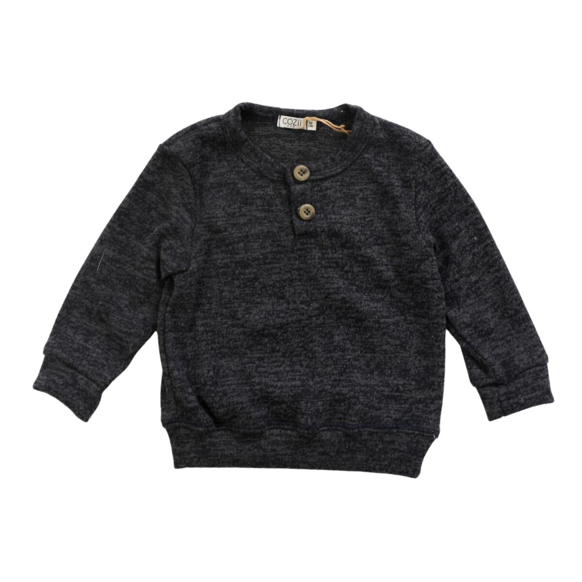 BOYS NAVY L/S HENLEY SWEATSHIRT