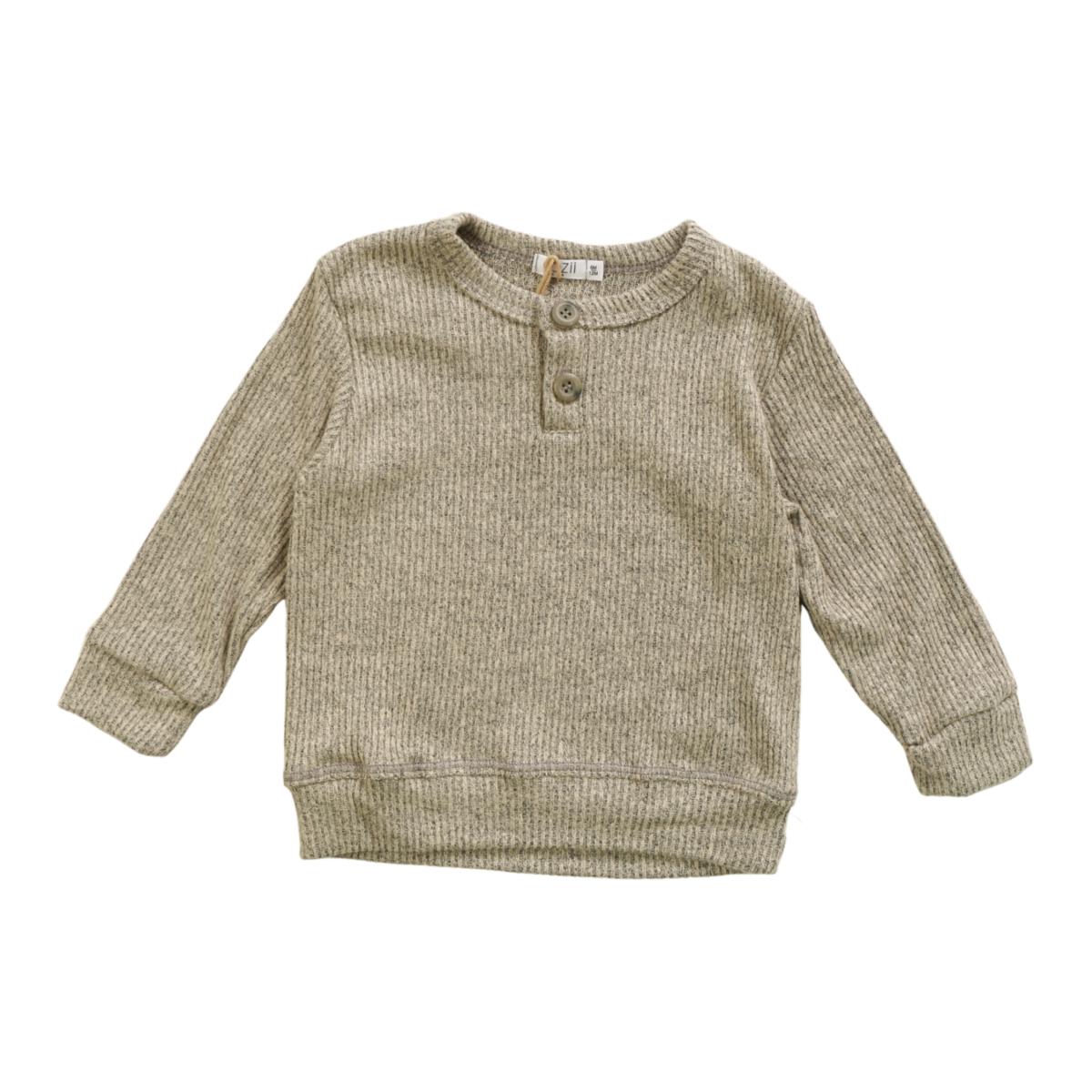 BOYS BEIGE L/S HENLEY TOP