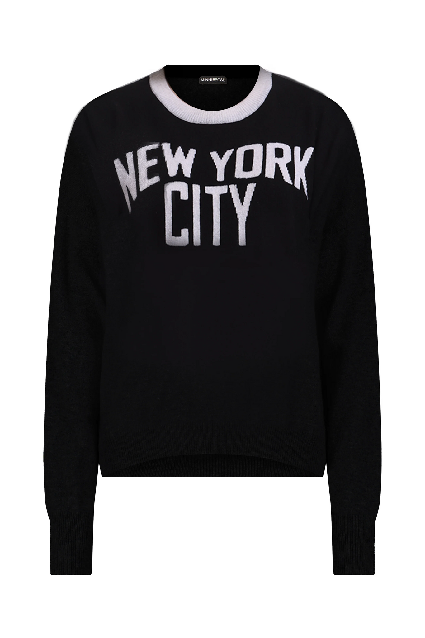 NEW YORK CITY CASHMERE CREWNECK - BLACK / WHITE