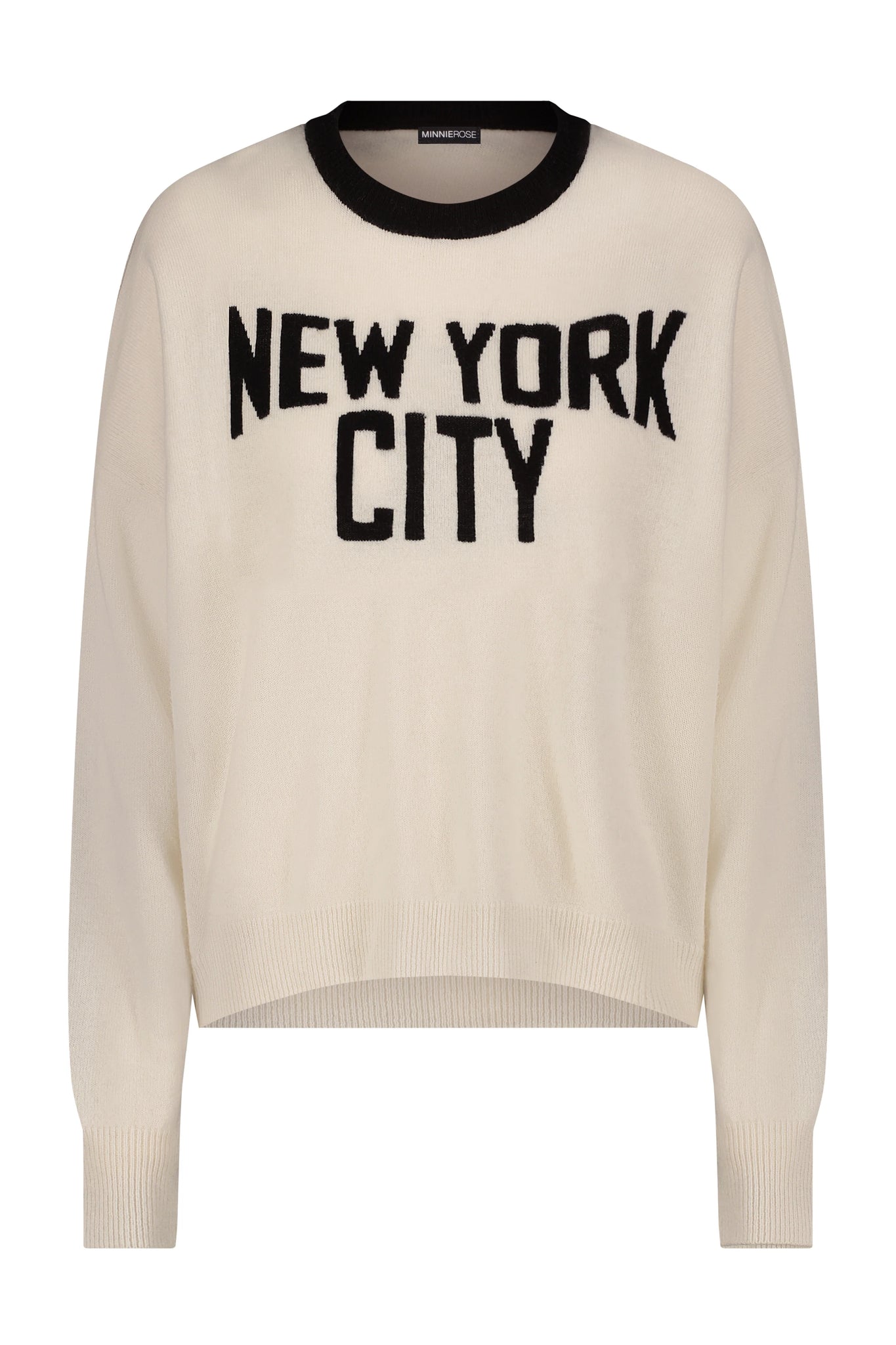 NEW YORK CITY CASHMERE CREWNECK - WHITE / BLACK