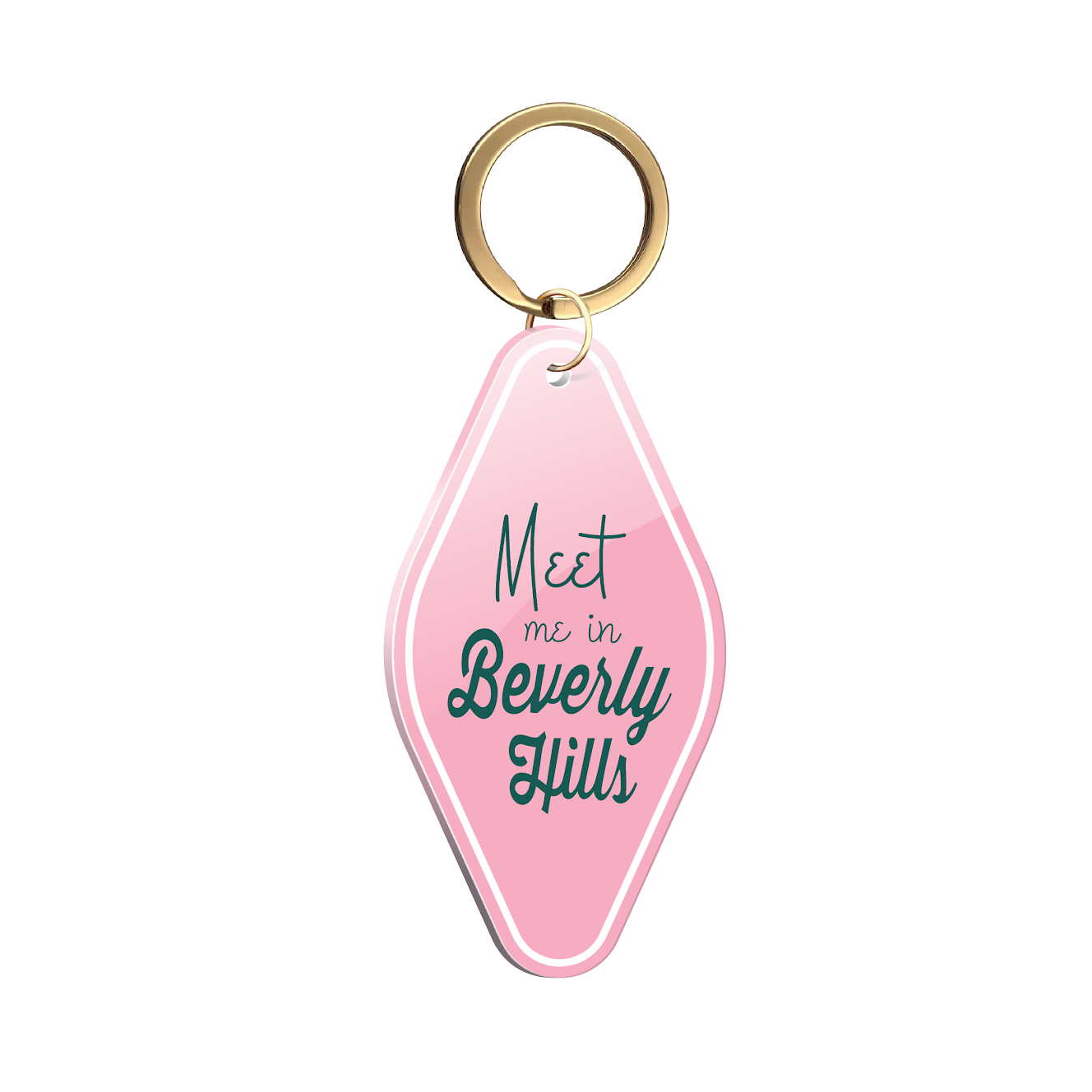 PINK MEET ME IN BEVERLY HILLS MOTEL KEYCHAIN