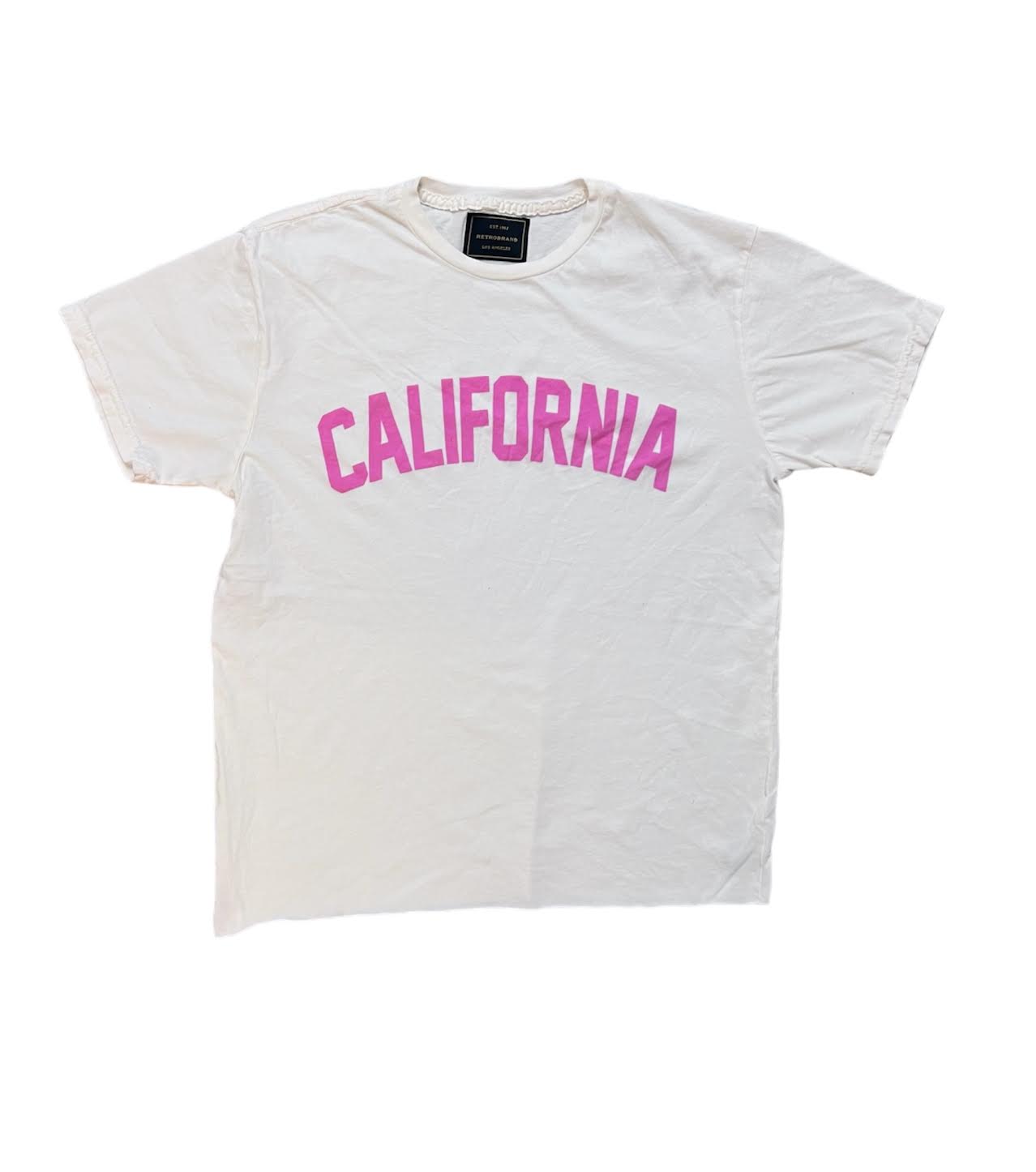 WOMENS CALIFORNIA VINTAGE WHITE CUT OFF T-SHIRT