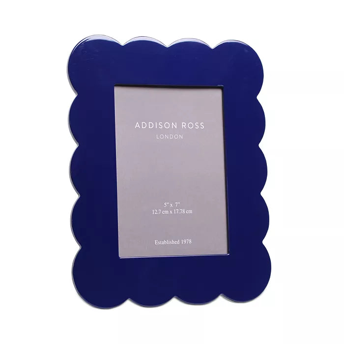 NAVY SCALLOPED LACQUER PHOTO FRAME