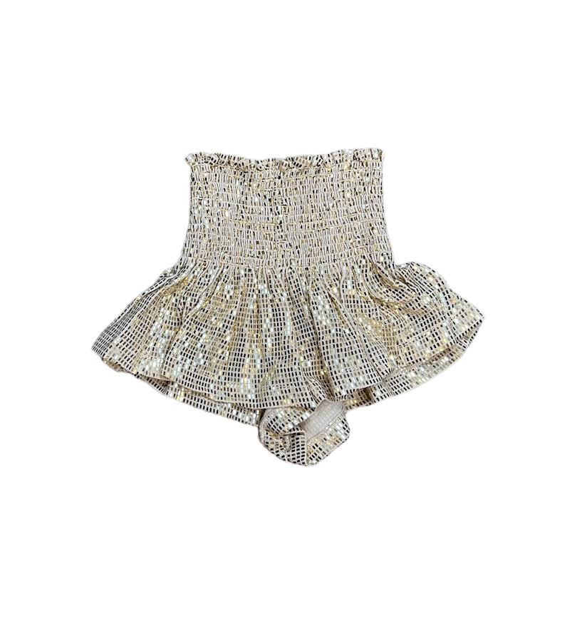 WHITE GOLD DISCO SWING SKIRT