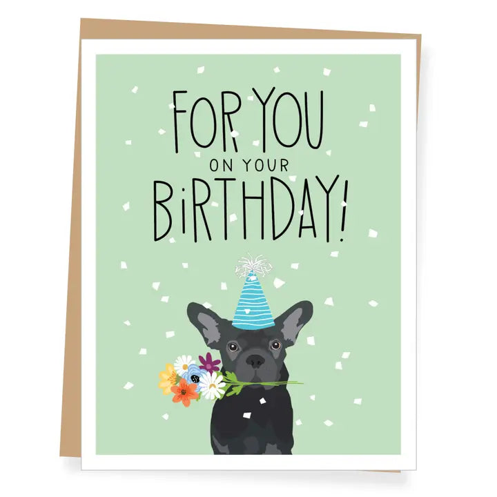 FRENCHIE FLORAL BIRTHDAY CARD