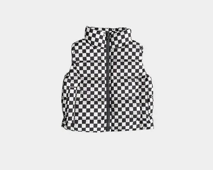 KIDS CHECKERED PUFFER VEST