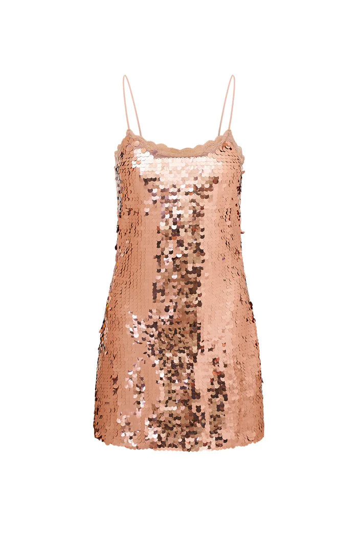 GRECIA ROSE GOLD SEQUIN DRESS