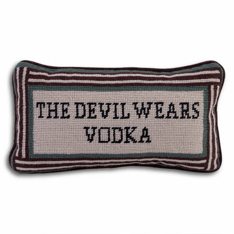 DEVIL WEARS VODKA NEEDLEPOINT PILLOW