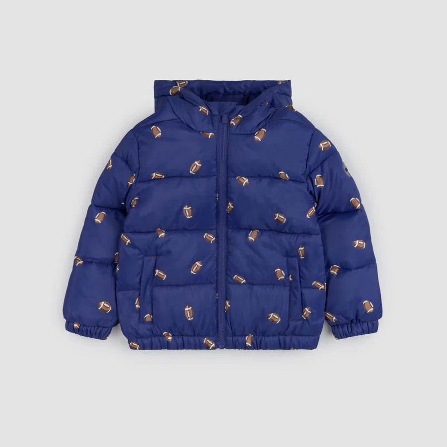 BOYS FOOTBALL PRINT HOODED JACKET