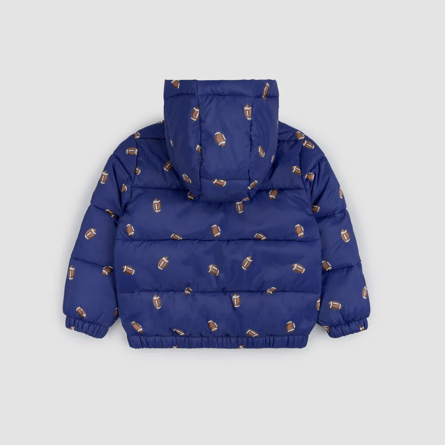 BOYS FOOTBALL PRINT HOODED JACKET