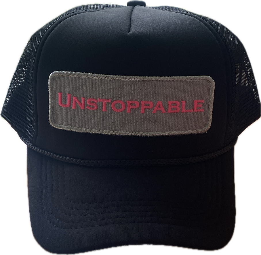 UNSTOPPABLE SILVER PINK BLACK TRUCKER HAT