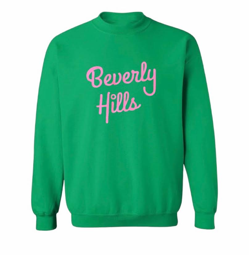 WOMENS BEVERLY HILLS GREEN CREWNECK