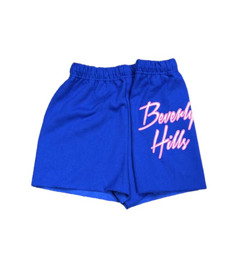 WOMENS 80S BLUE BEVERLY HILLS SWEATSHORTS