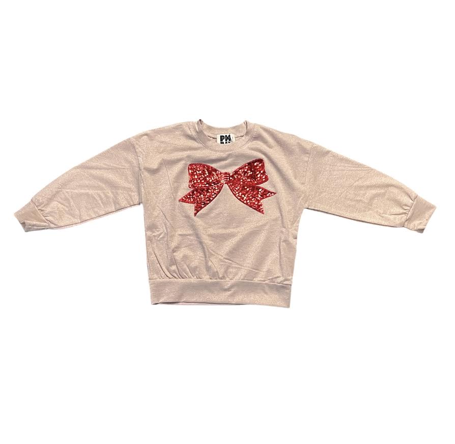 GIRLS SPARKLE BOW GOLD SWEATSHIRT