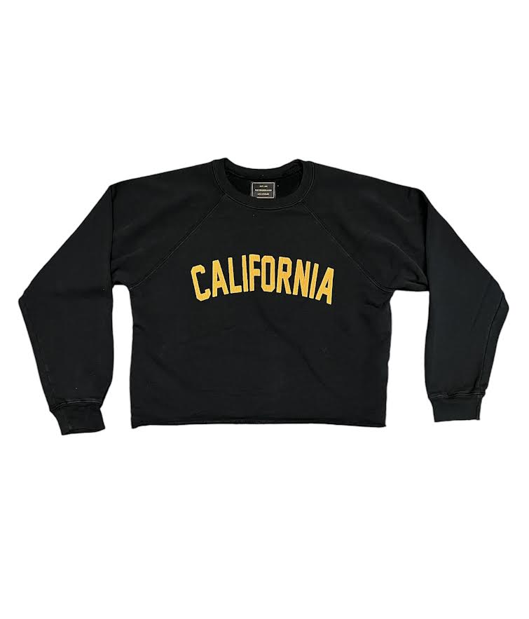 WOMENS CALIFORNIA VINTAGE BLACK CROP SWEATSHIRT