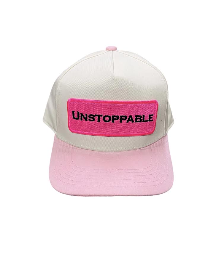 UNSTOPPABLE KHAKI PINK SUEDE TRUCKER HAT