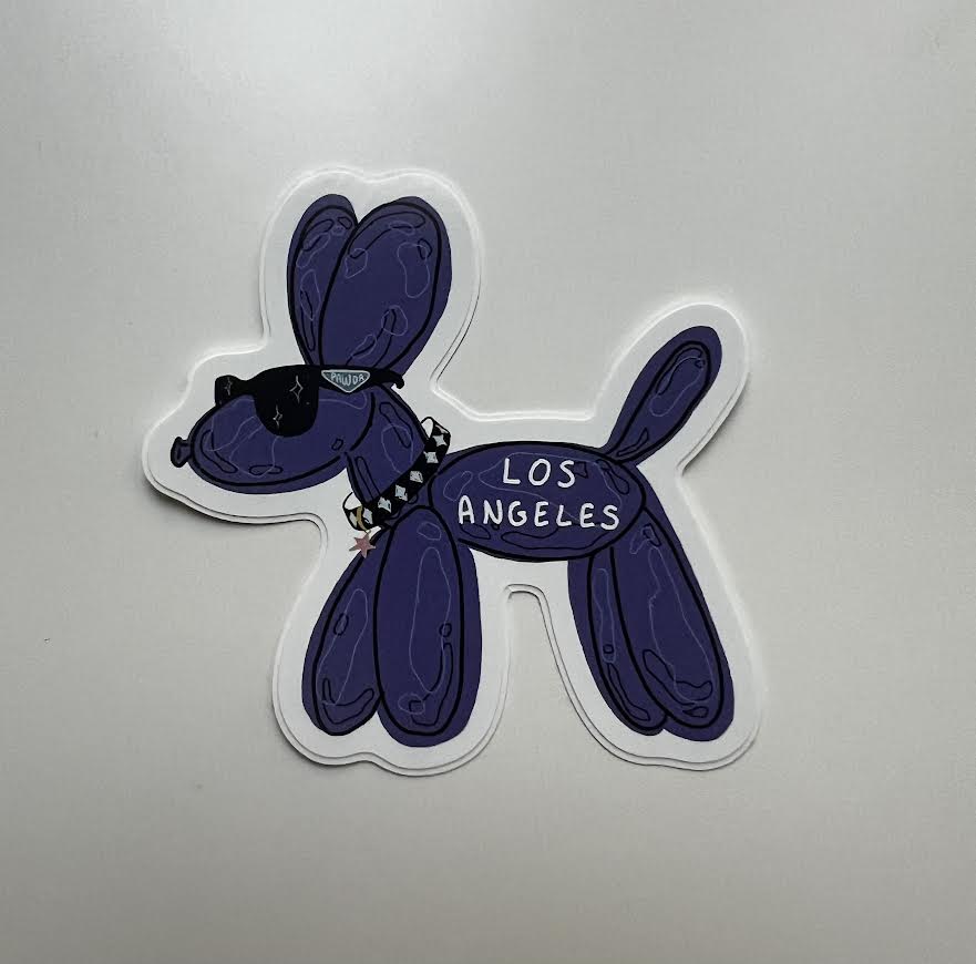 PURPLE LA BALLOON DOG STICKER