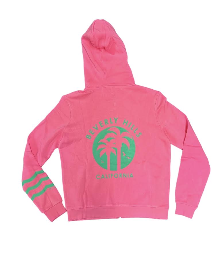 SOL ANGELES GIRLS BEVERLY HILLS ZIP UP HOODIE- PINK