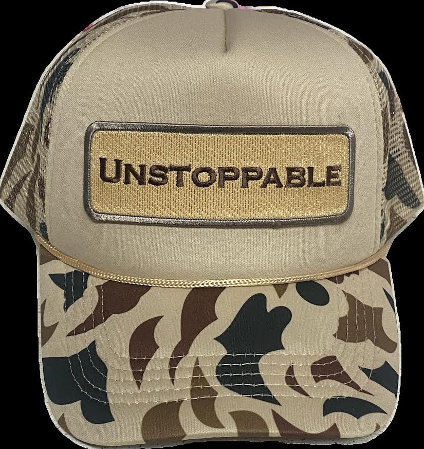 UNSTOPPABLE  CAMO CREAM TRUCKER HAT