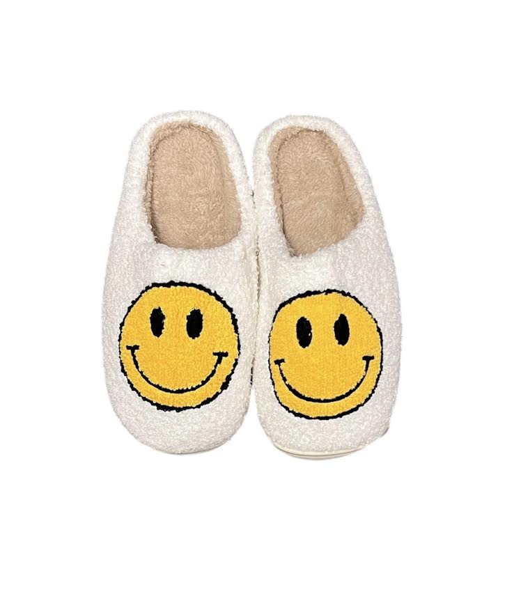 YELLOW SMILEY FACE SLIPPERS