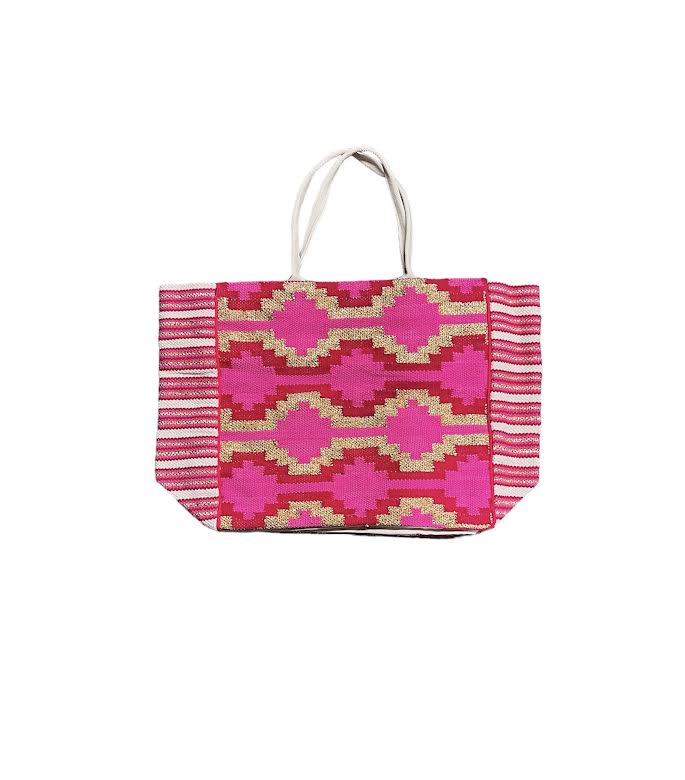 BEVERLY HILLS PINK BEADED AZTEC TOTE