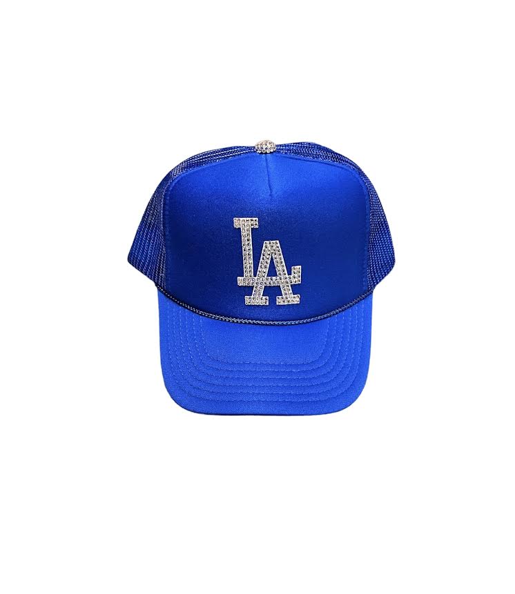 BLUE LA BLING TRUCKER HAT