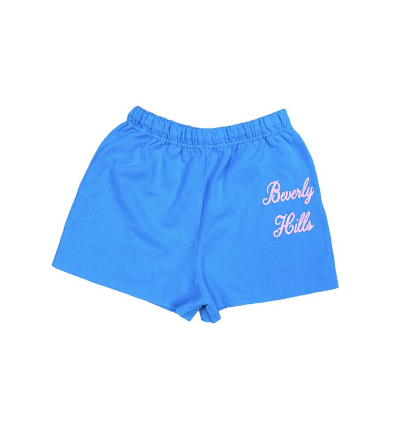 WOMENS SCRIPT BEVERLY HILLS TURQ SWEATSHORTS