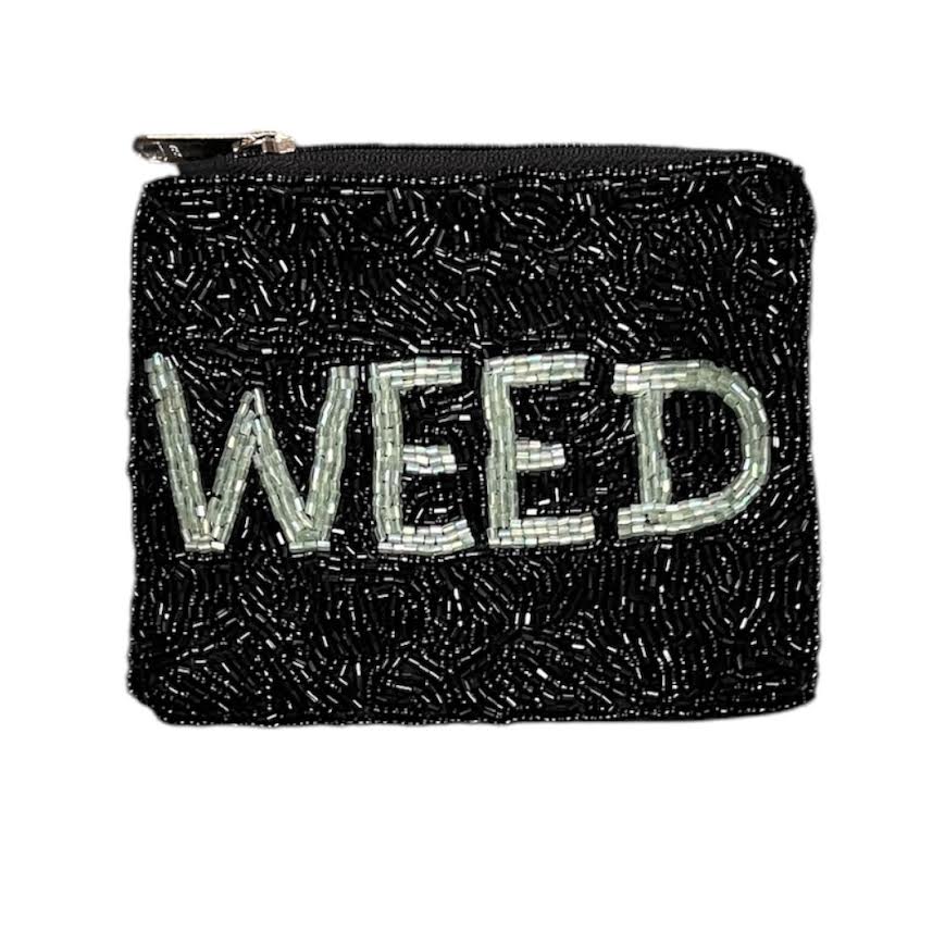 WEED BLACK BEADED POUCH