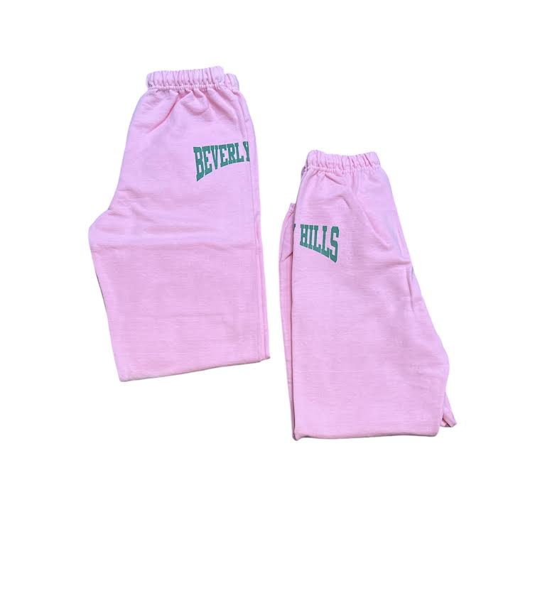 WOMENS BEVERLY HILLS COLLEGE LOGO PINK SWEATPANTS