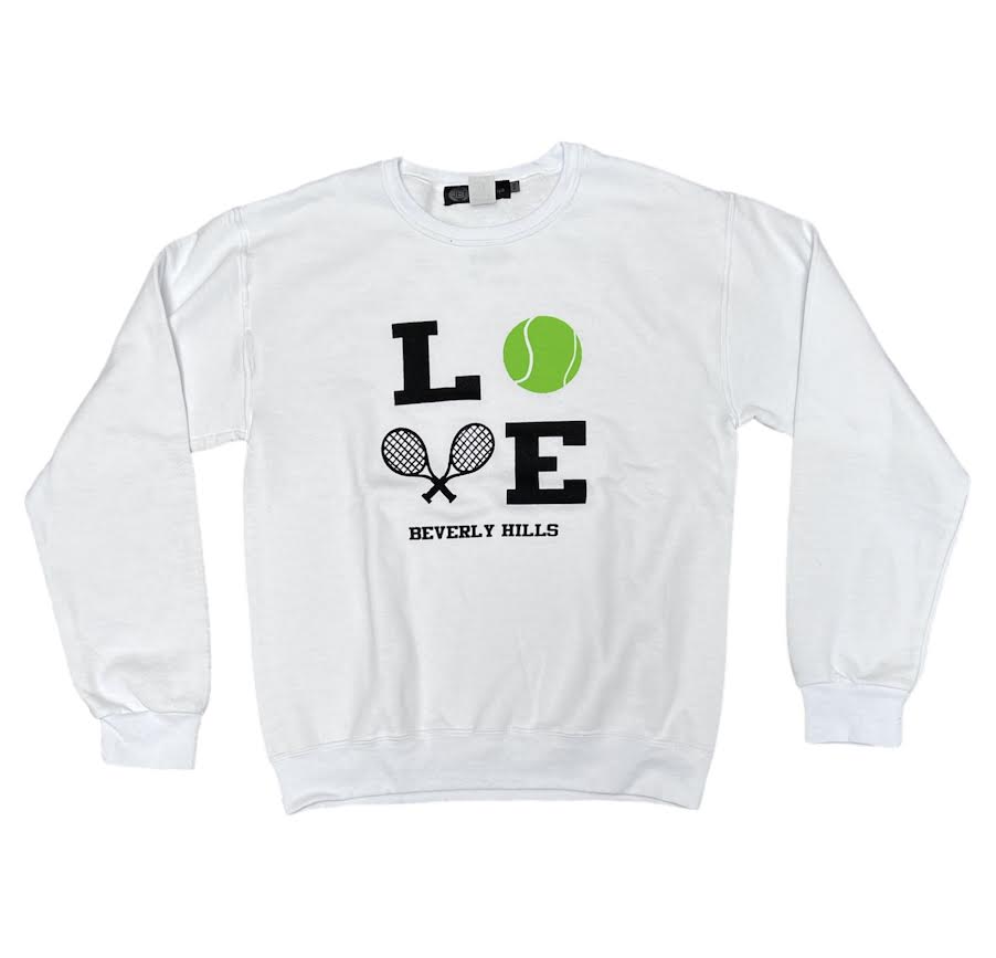 WOMENS LOVE TENNIS WHITE CREWNECK