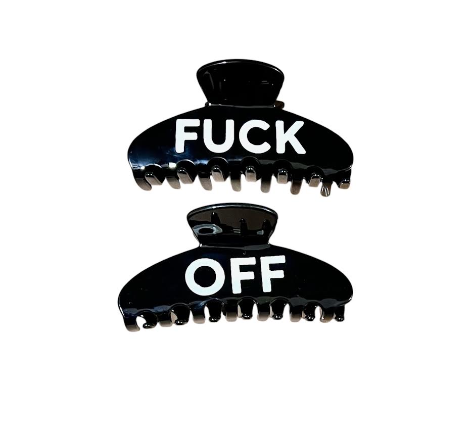 BLACK FUCK OFF HAIR CLIP