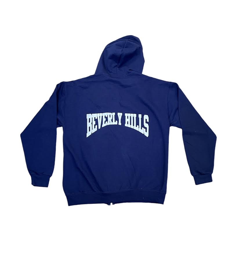 MENS BEVERLY HILLS NAVY ZIP UP HOODIE