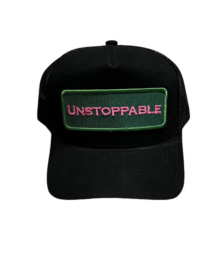 BLACK / PINK SUEDE UNSTOPPABLE TRUCKER HAT