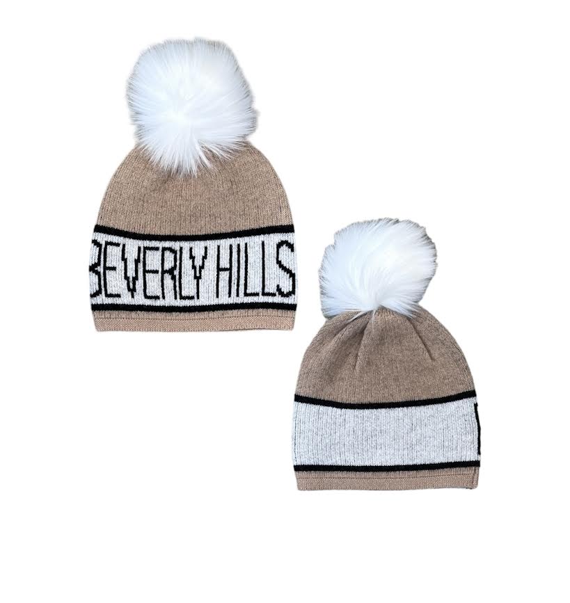 CAMEL BEVERLY HILLS POM BEANIE