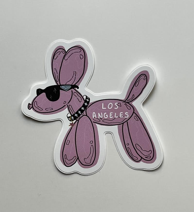 PINK LA BALLOON DOG STICKER