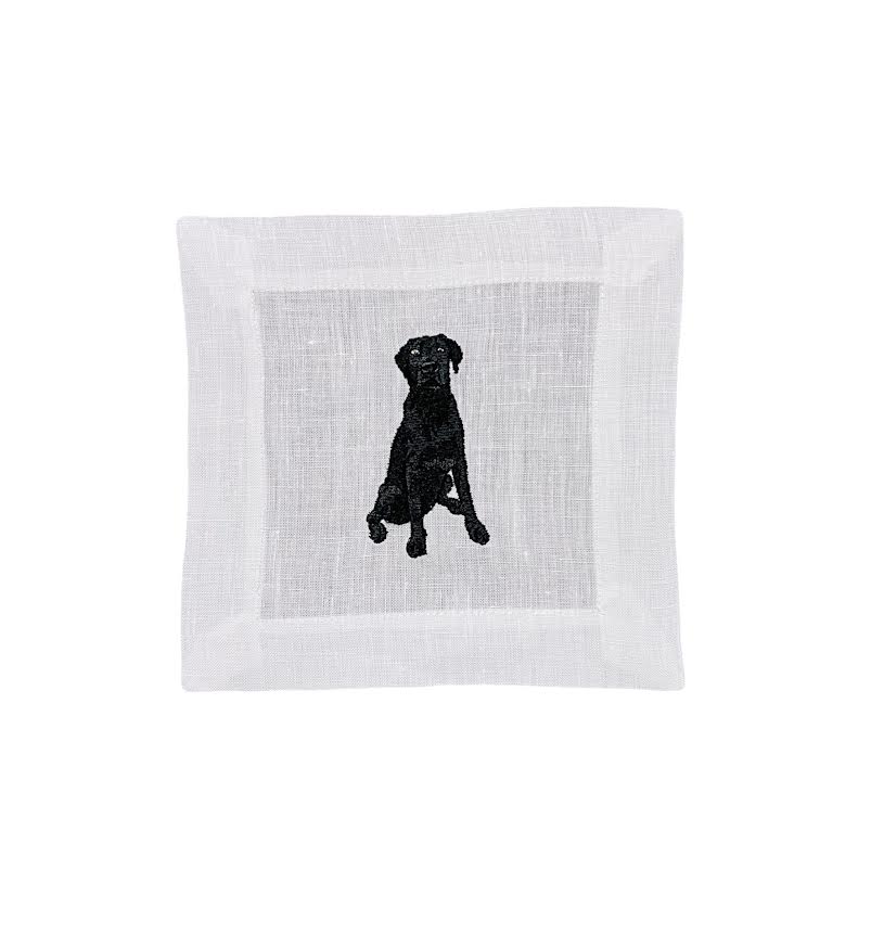 BLACK LAB EMBROIDERED COCKTAIL NAPKIN