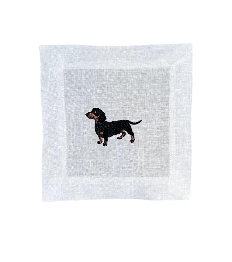 DASCHUND BREED HAND EMBROIDERED COCKTAIL NAPKIN